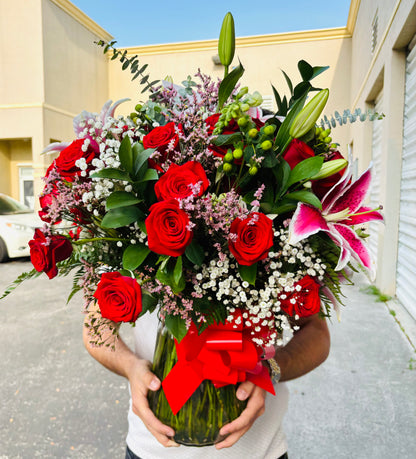 Tropical Mix Glass Vase Arrangement