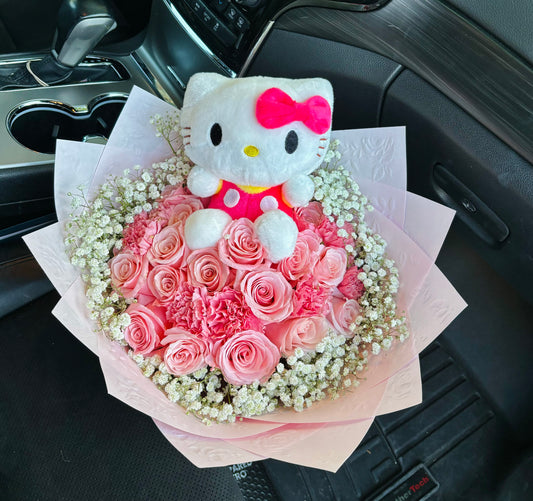 Kitty Plushie Rose Bouquet